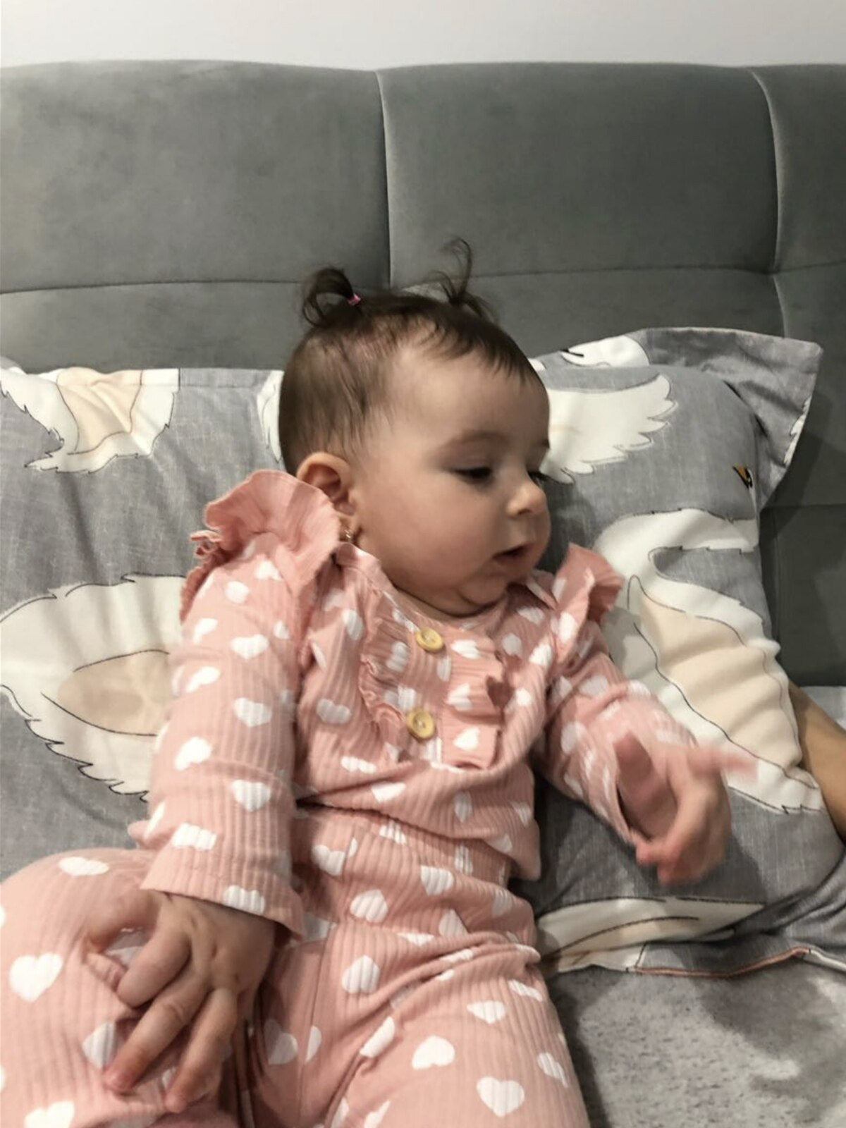 Lovely Hearts Printed Baby Girl Clothes Set