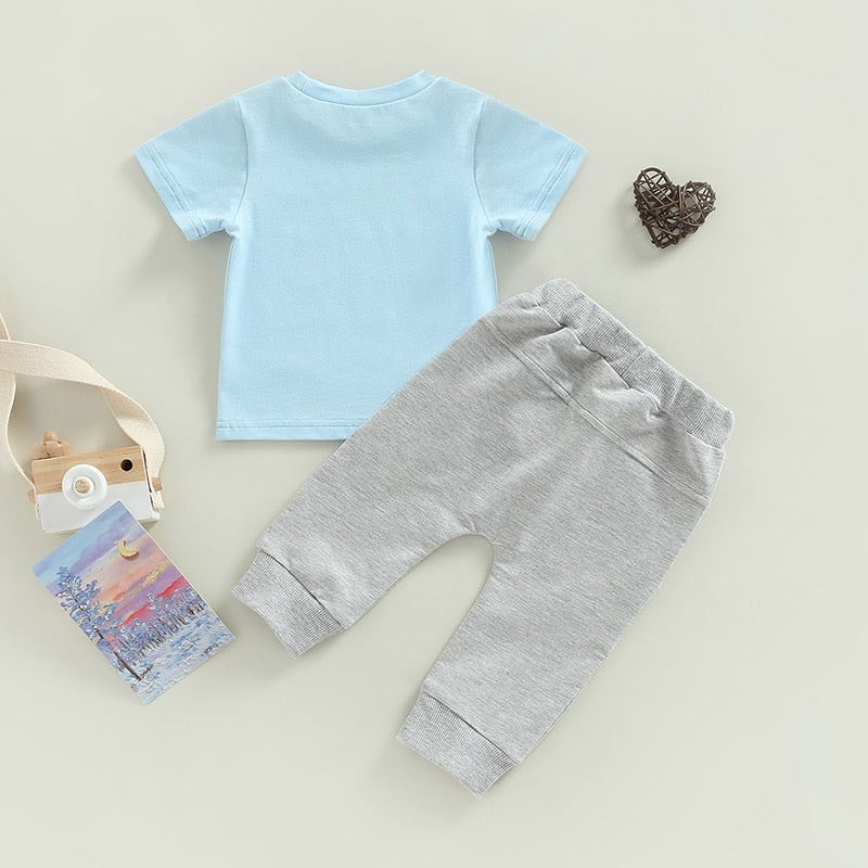 Adorable Easter Baby Boys Clothes Set with Cartoon Letter Print