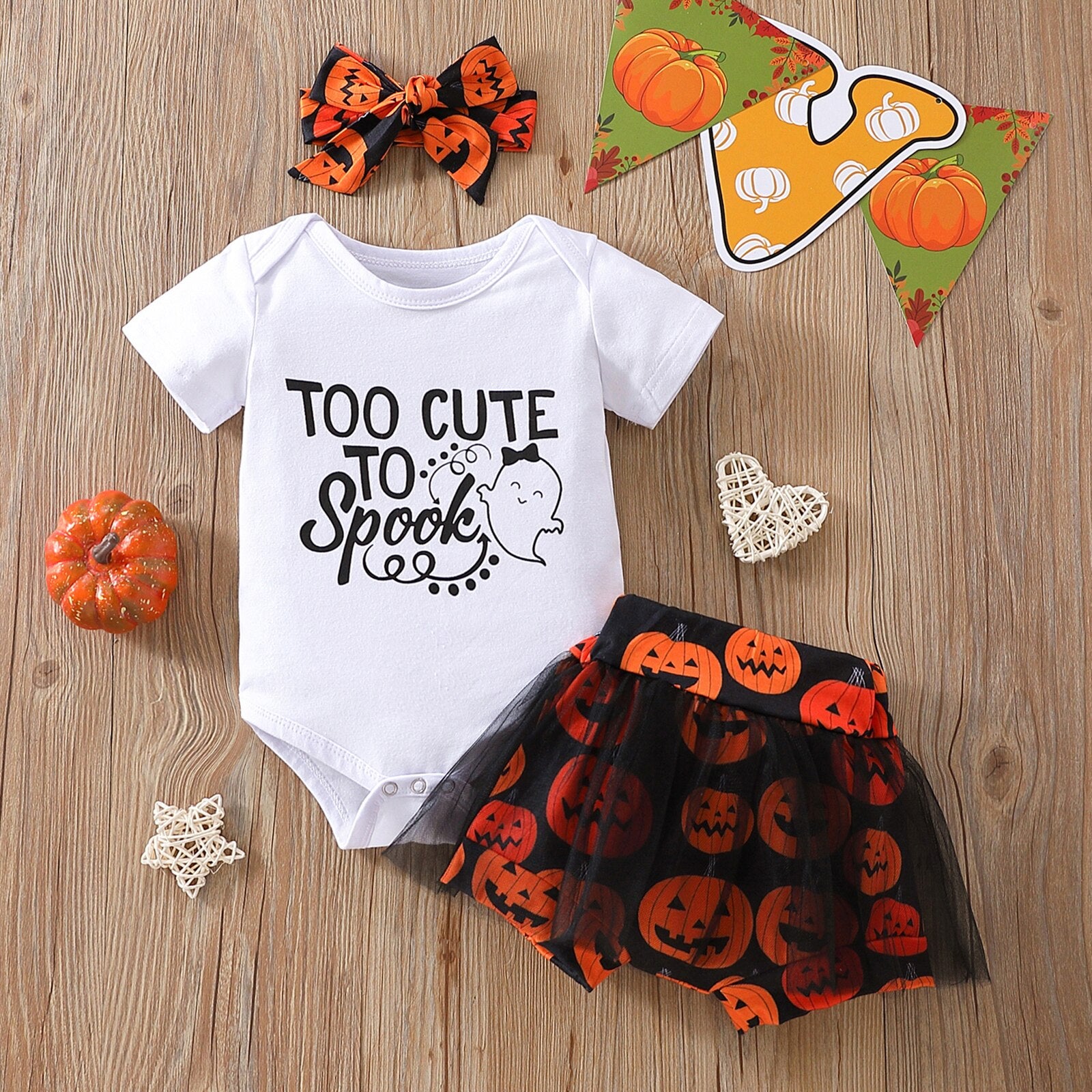 Adorable Baby Girl's Romper Set with Letter Printed Romper and Mesh Tulle Skorts