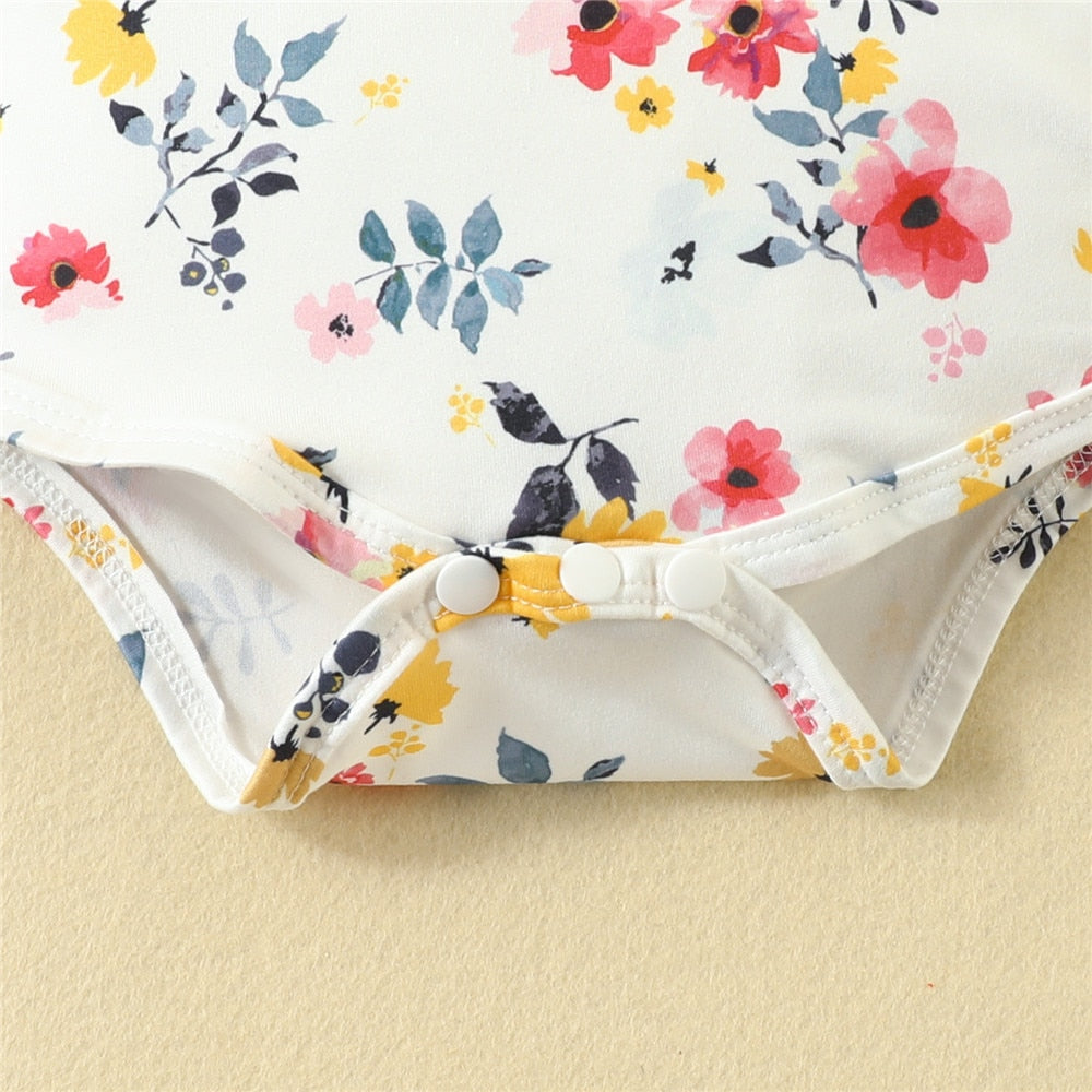 Adorable Floral Bodysuit and Corduroy Dress Set for Toddler Girls | Sweet Newborn Clothing