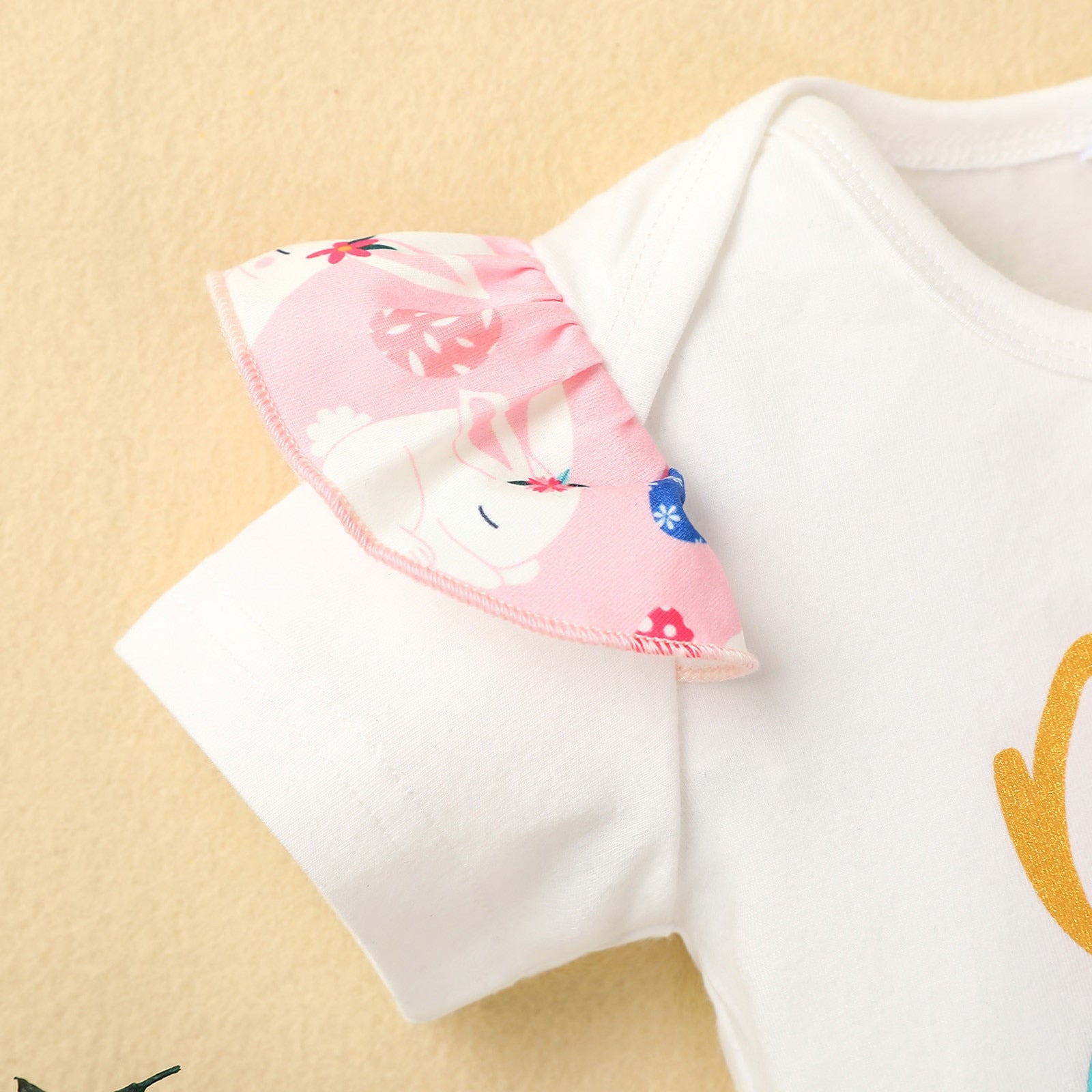 Adorable 3-Piece Baby Girl Clothes Set with Letter Print Romper, Cartoon Shorts and Headband