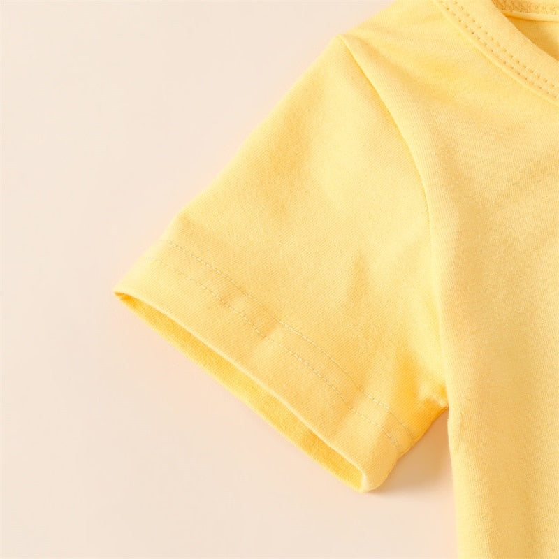 Newborn Baby Girl Summer Clothes Sets with Letter Print Short Sleeve T-shirt and High Waist Shorts