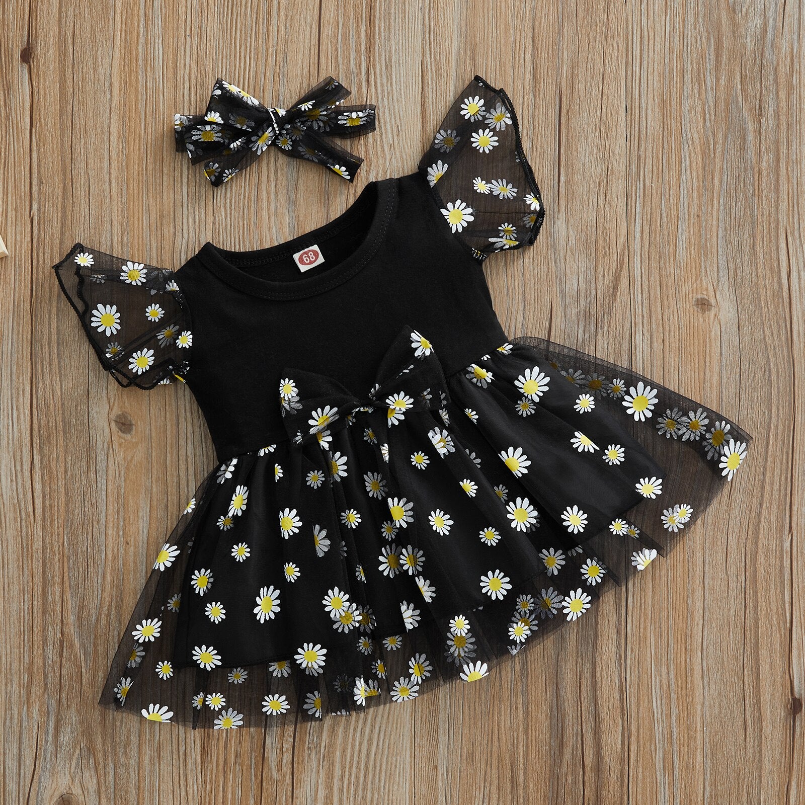 Summer Princess Baby Girls Tutu Dress with Ruffles, Fly Sleeve, and Sunflowers Print