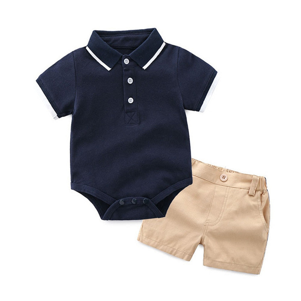 Toddler Boys Summer Clothes Set with Polo Shirt and Shorts