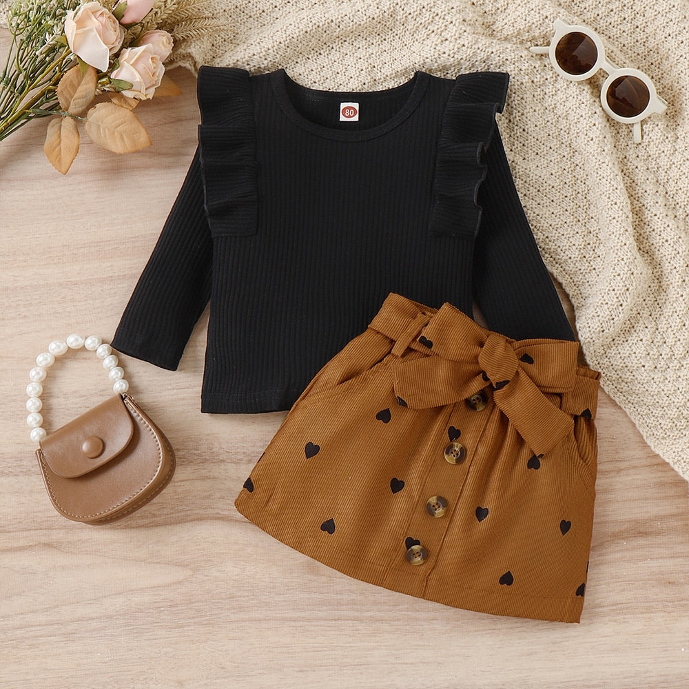 Stylish Baby Girl Dresses - Long-Sleeve Pullover Tops and Bow Skirts for Toddlers