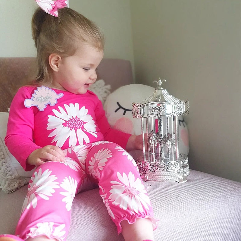 Bumeex Fashion Newborn Toddler Baby Girl Clothing Set Leopard Print Long Sleeve Top Jumpsuit Bow Trousers Headband 3 Piece Set