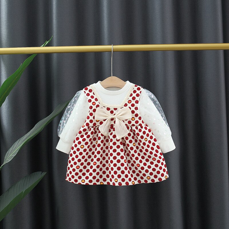 Cute Polka Dot Baby Girl Dress for Autumn