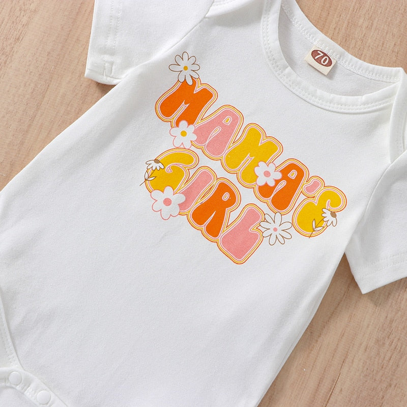 Adorable Summer Clothes Sets for Newborn Baby Girls: Letter Print Bodysuits and High Waist Shorts