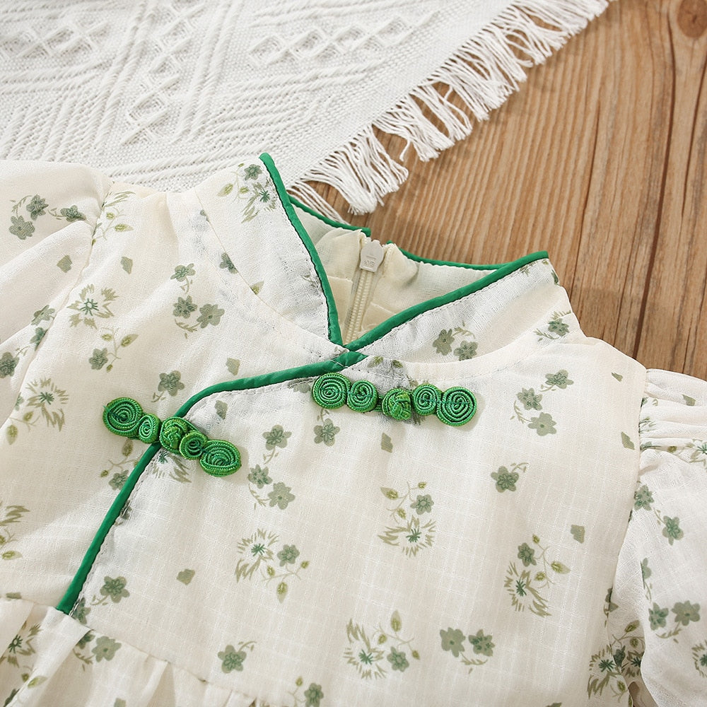 Chinese Style Baby Girl Flower Dress for Summer