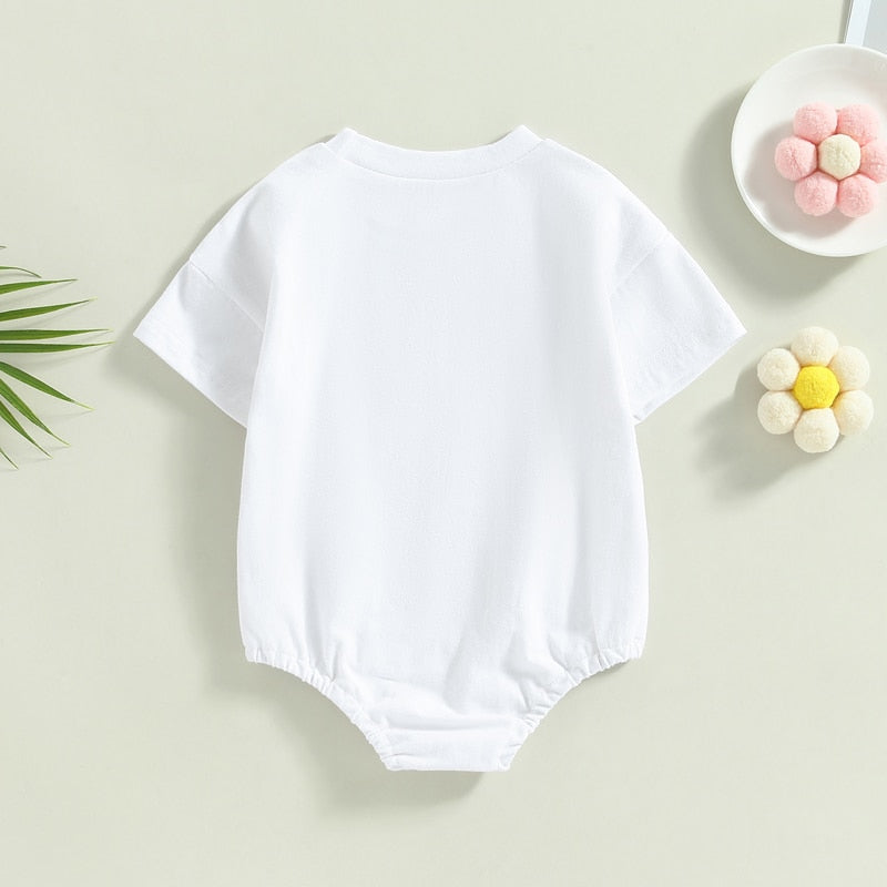 Colorful Floral and Letter Print Rompers for Baby Boys and Girls