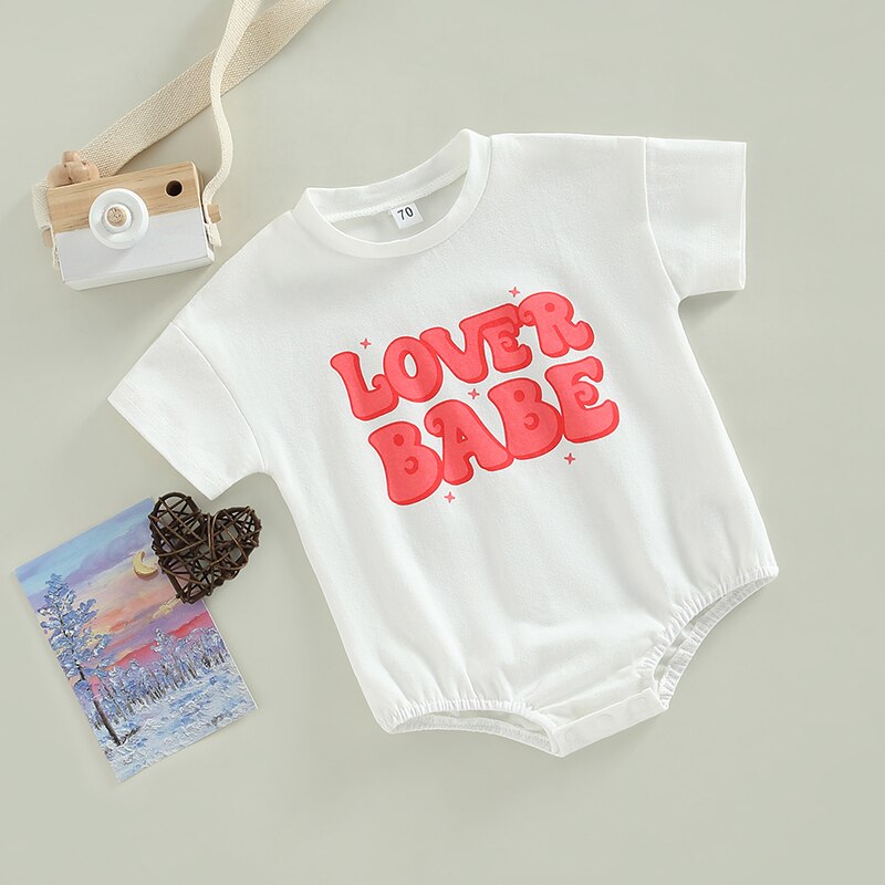 Summer Casual Baby Girls Romper with Fun Letter Print