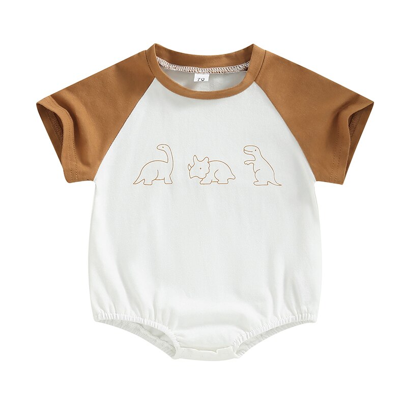 Adorable Summer Cotton Rompers for Newborn Baby Boys and Girls with Cute Dinosaur Print