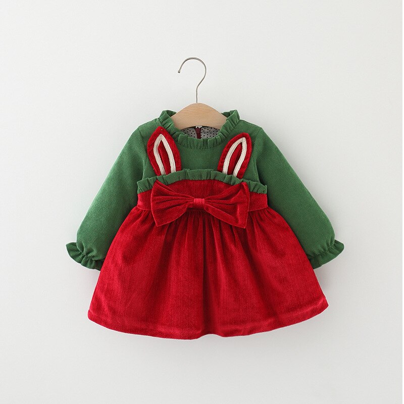 Adorable Newborn Christmas Dress with Sweet Bow and Rabbit Ears