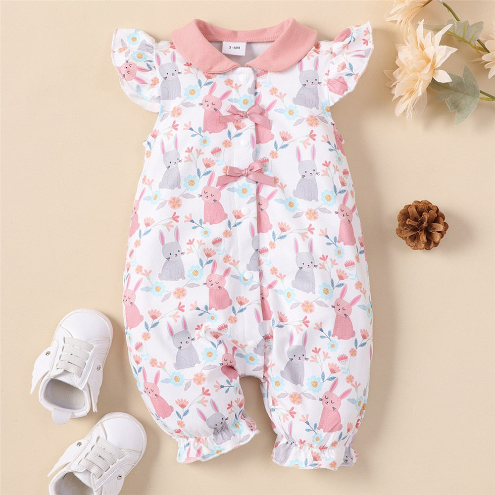 Summer Baby Rompers | Easter Rabbit Print Jumpsuit for Kids | Newborn Clothing