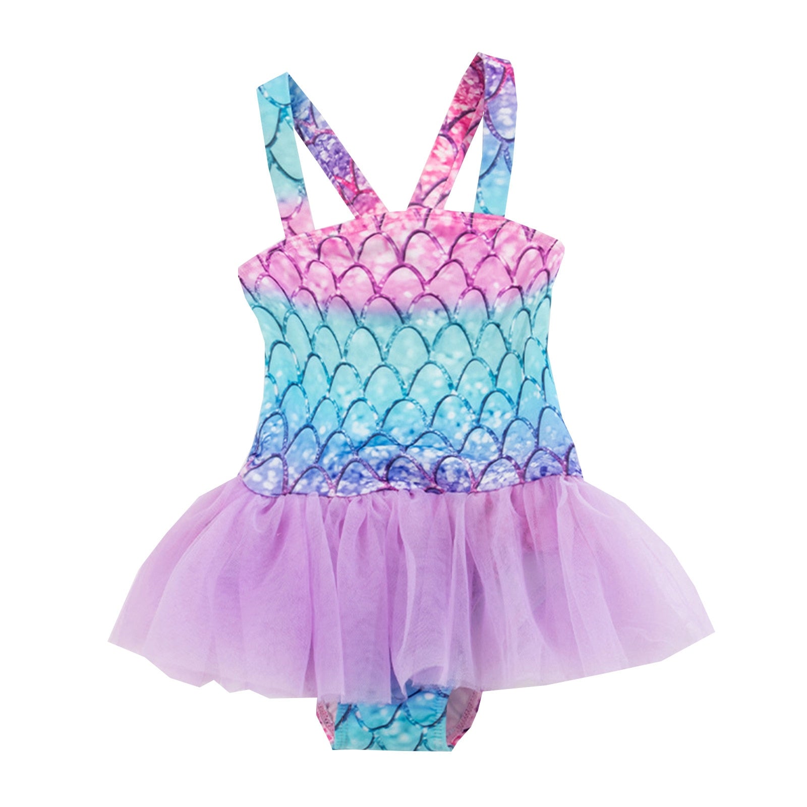 Cute Toddler Girls' Ruffle Swimsuit with Mermaid Design