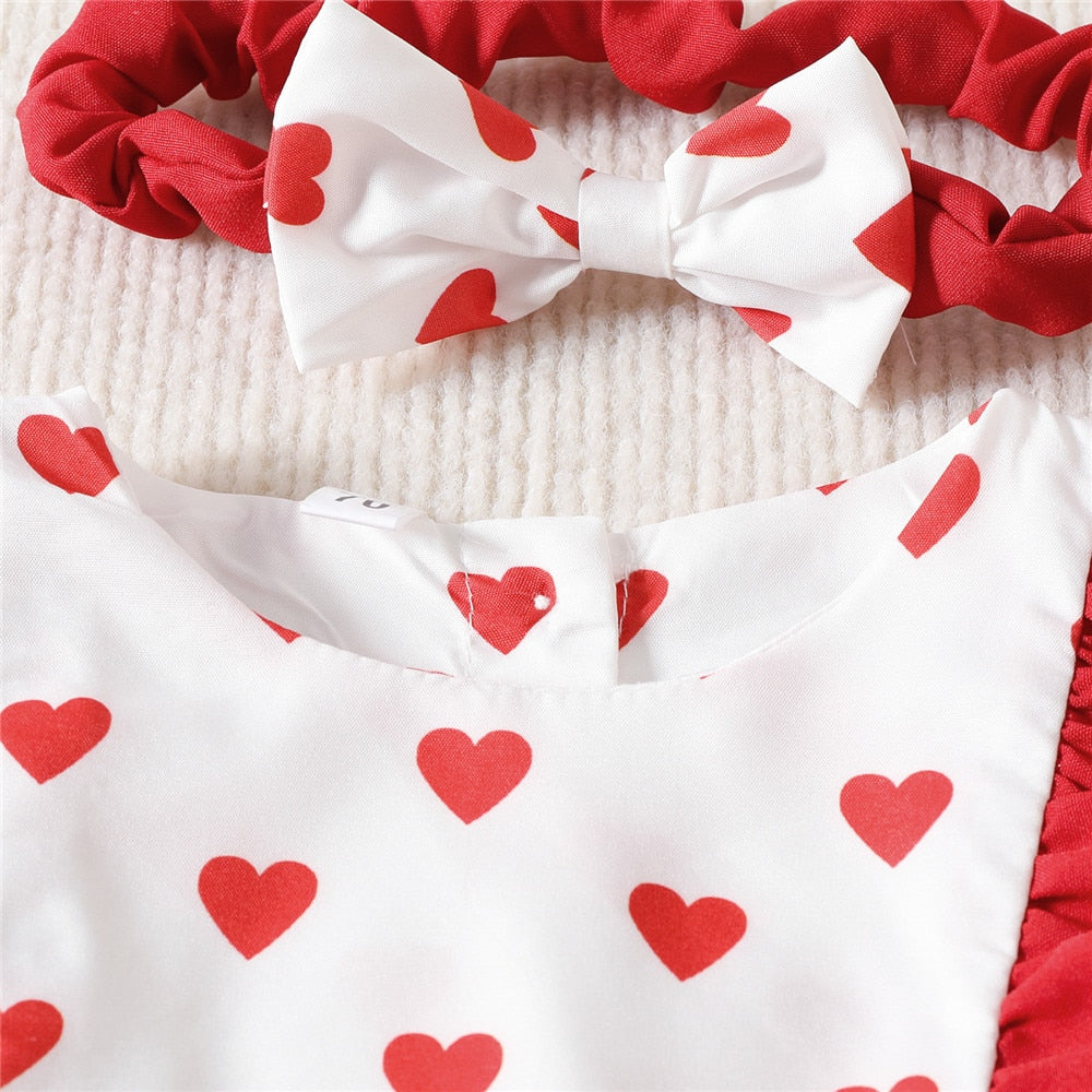 Cute and Chic Bowknot Ruffle Girls Bodysuit for Newborns | Perfect Valentine's Day Baby Costume | Summer Sleeveless Kids Overalls Infant Clothing
