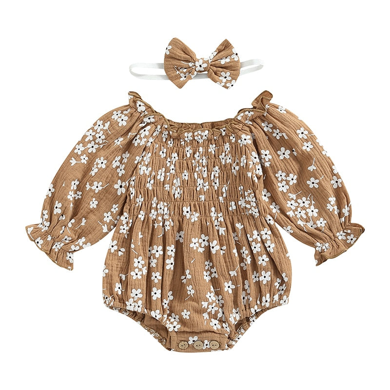 Floral Print Romper for Infant Baby Girls