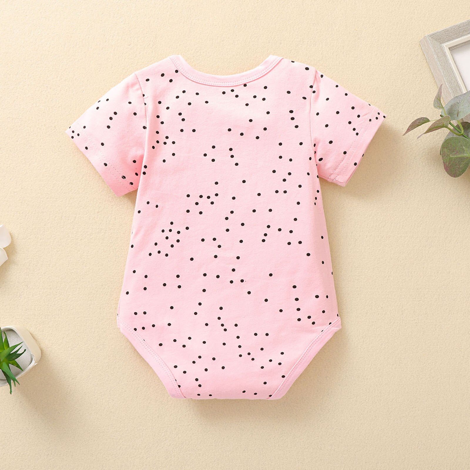 Newborn Baby Girls Short Sleeve Bodysuit with Letters Print for Mother's Day/Father's Day