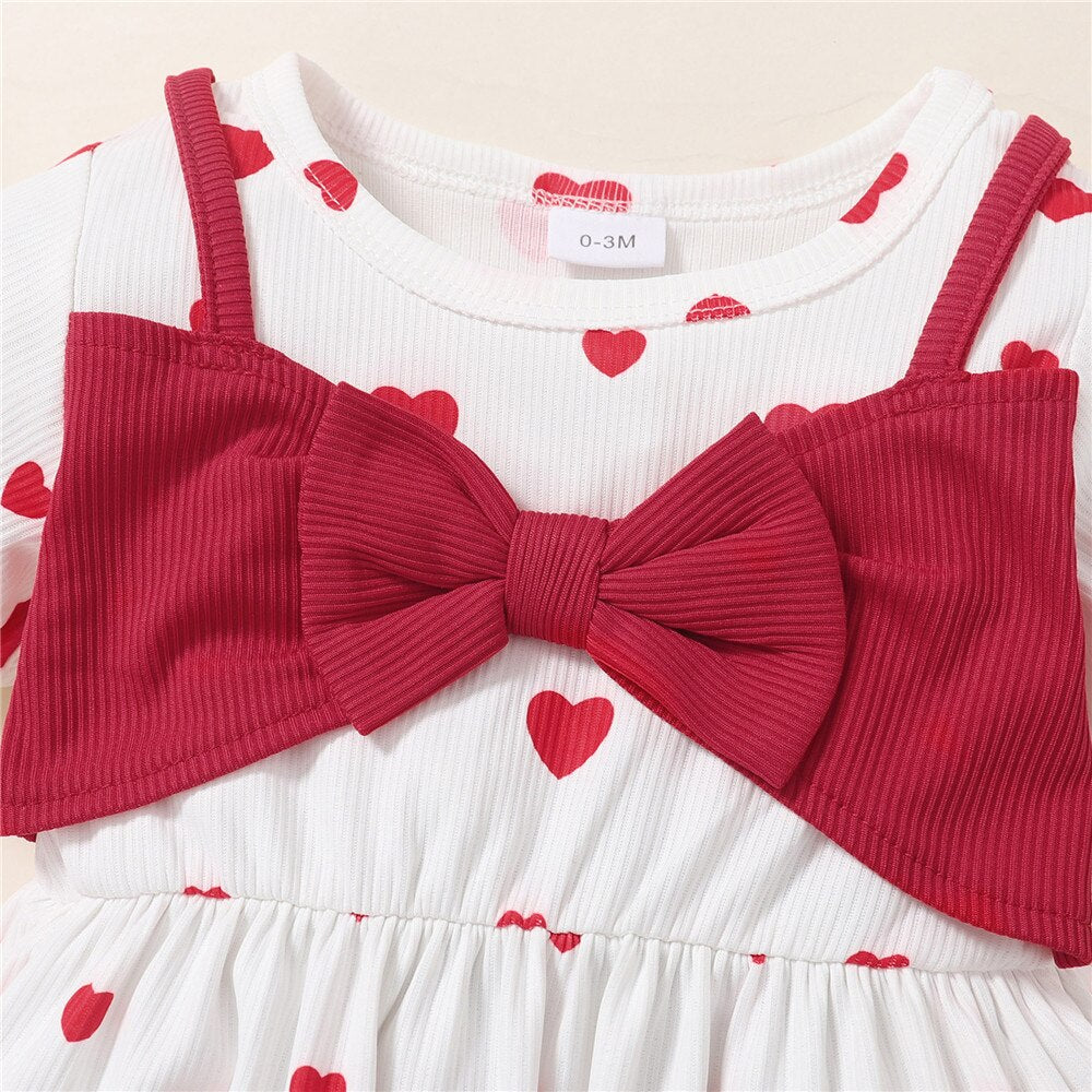 Adorable Heart Printed Baby Rompers for Girls