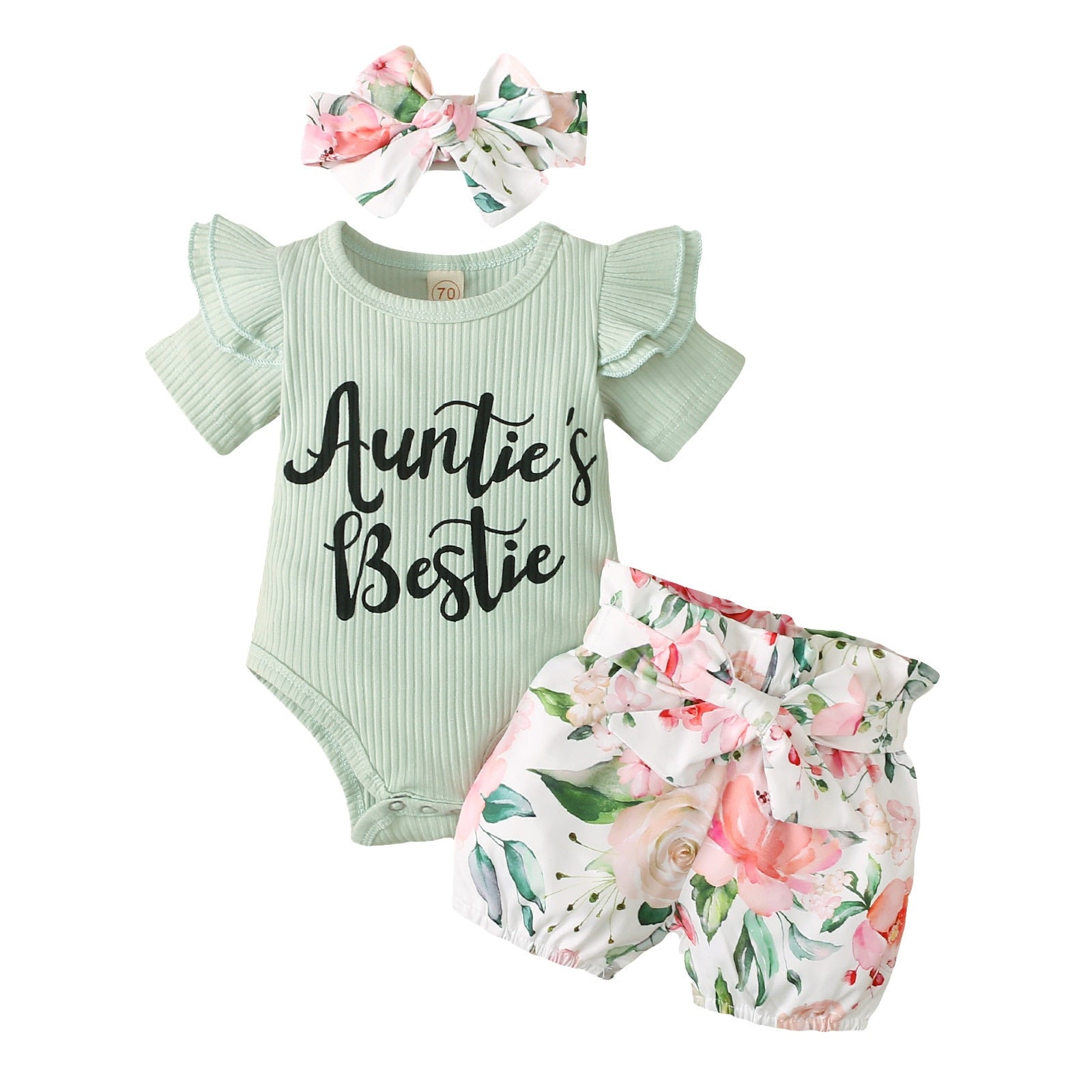 Trendy Summer Outfits for Your Little Girl: Baby Girls Clothes Sets with Ribbed Romper, Shorts, and Headband