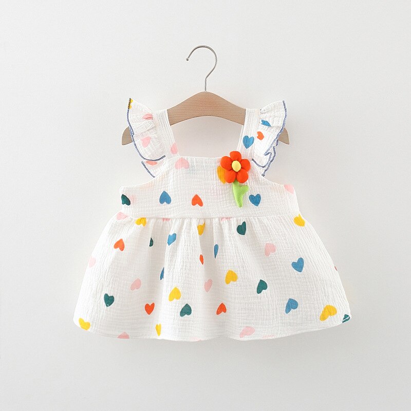 Colorful Rainbow Baby Girl Summer Dress with Cartoon Design - Perfect for Playtime!