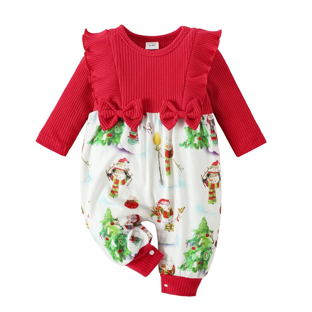 Christmas Snowman Baby Romper for Girls