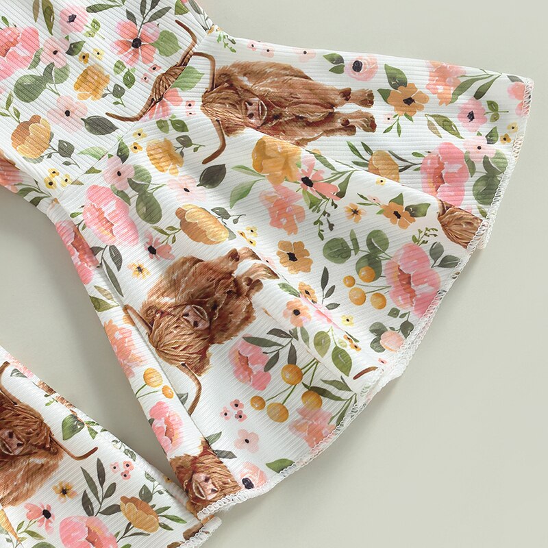 Adorable Newborn Baby Girls Summer Clothing Sets with Letter Print Bodysuits and Floral Flare Pants