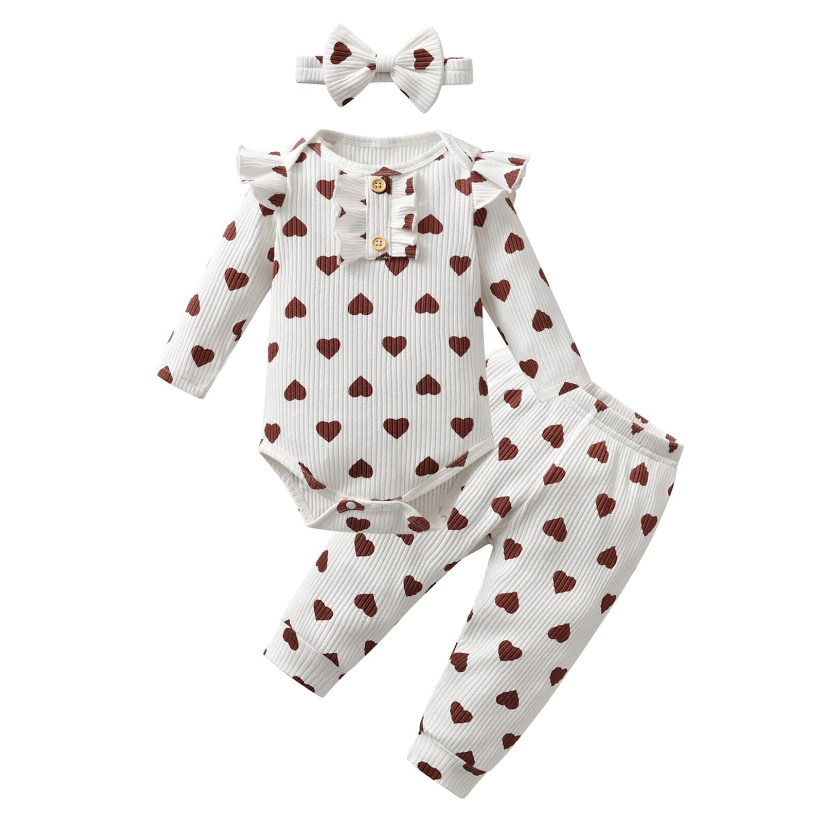 Lovely Hearts Printed Baby Girl Clothes Set
