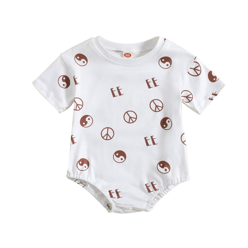 Newborn Baby Yin Yang Symbol Print Bodysuit for Summer