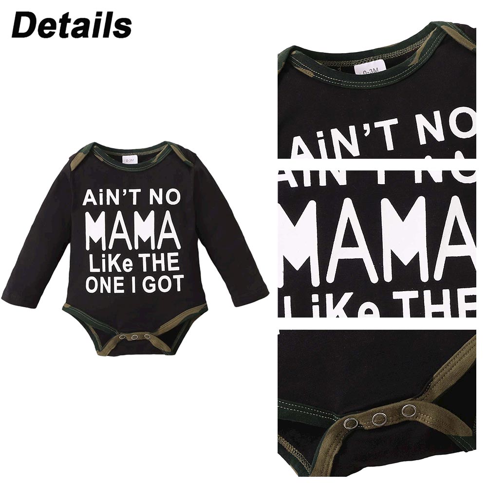 Trendy Camouflage Baby Clothes Set for Boys and Girls - Long Sleeve Letter Printed Body Suit Tops and Pants for Newborns and Toddlers