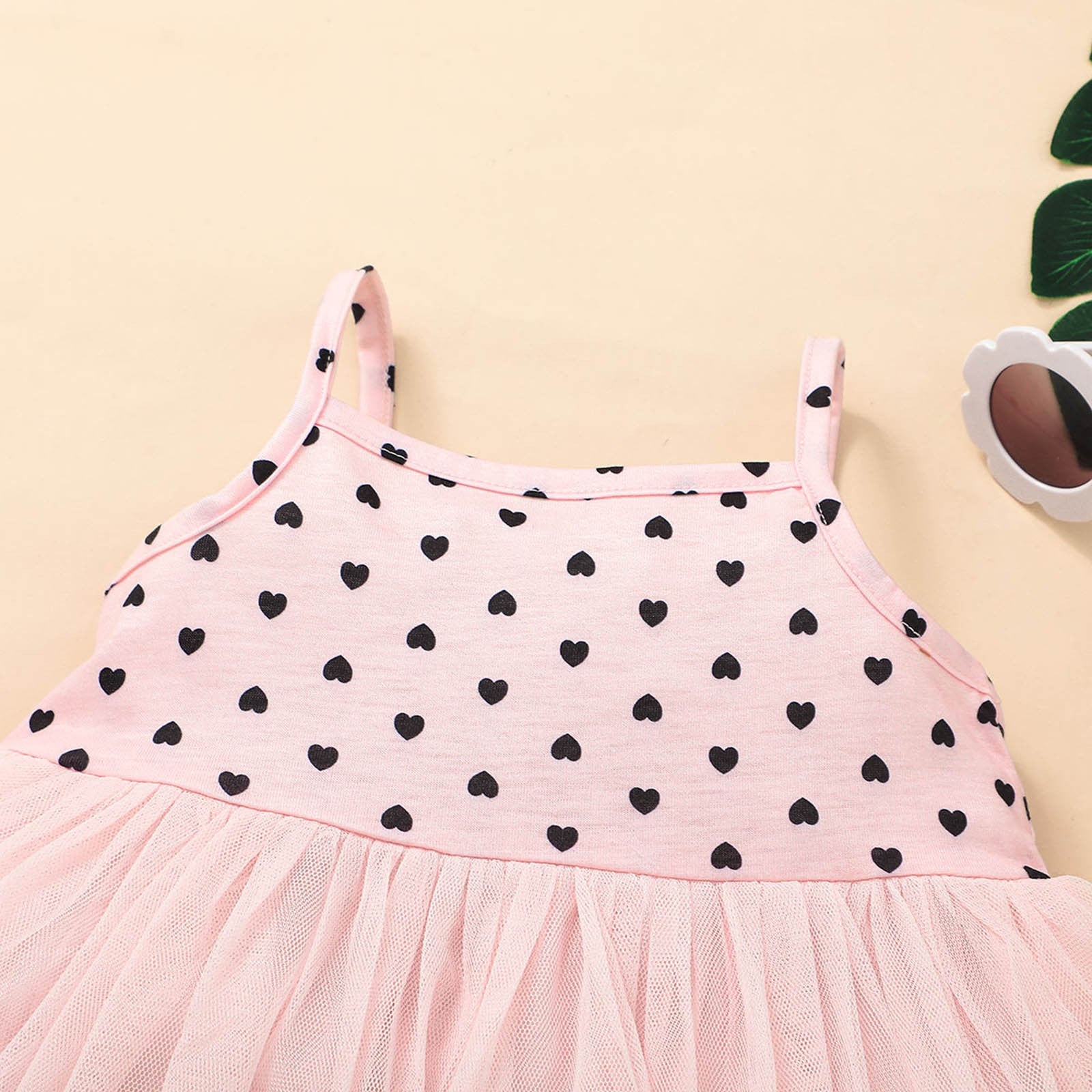 Infant Baby Girls 3-Piece Denim Coat and Heart Print Tulle Dress with Headbands