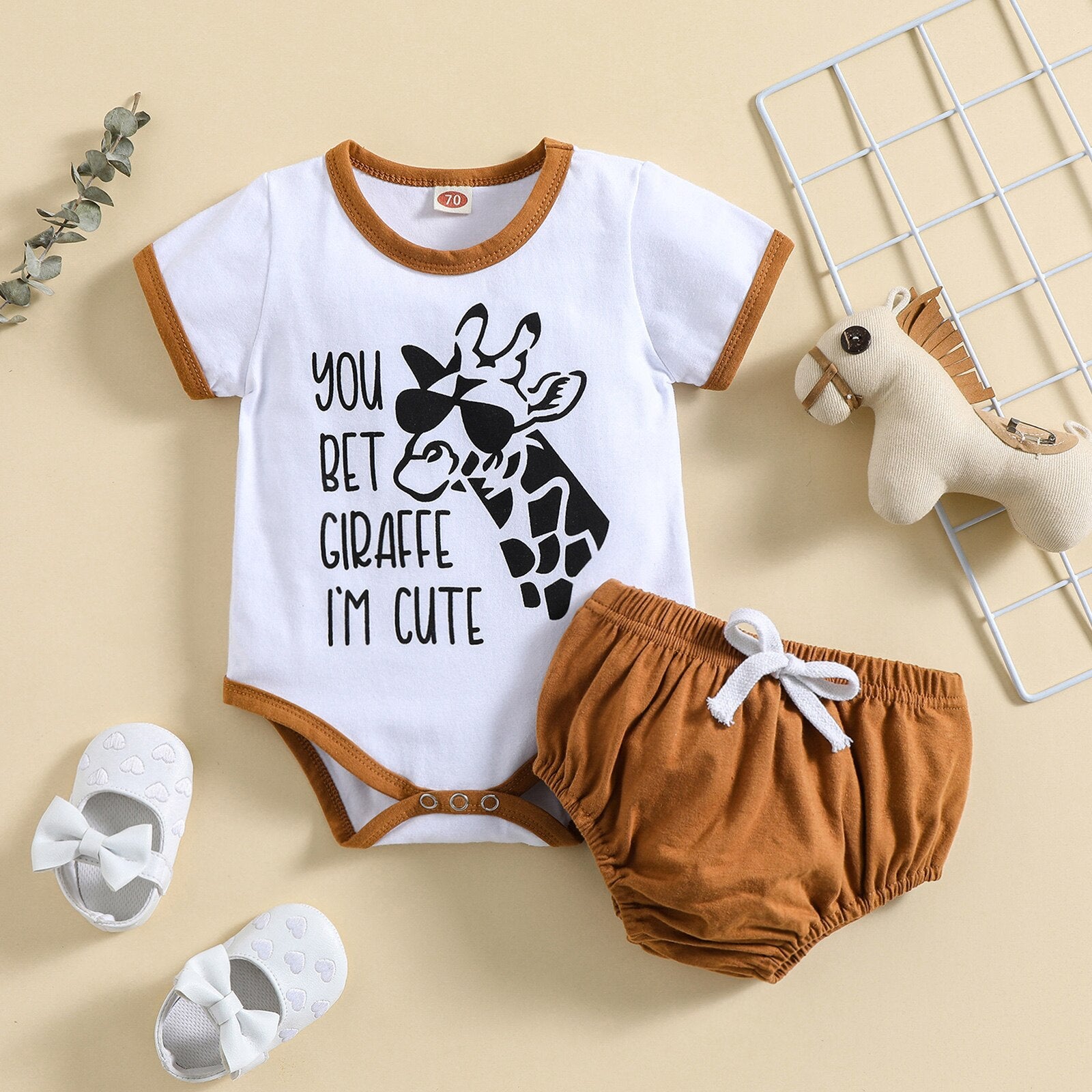 Cute Animal Print Baby Girl 2Pcs Summer Outfit