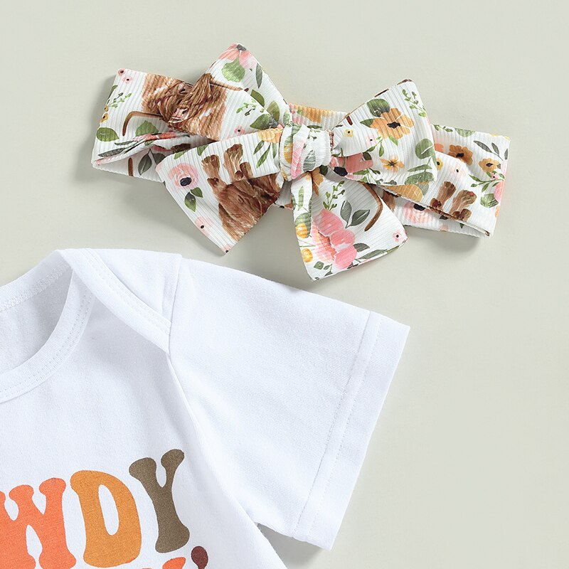 Adorable Newborn Baby Girls Summer Clothing Sets with Letter Print Bodysuits and Floral Flare Pants