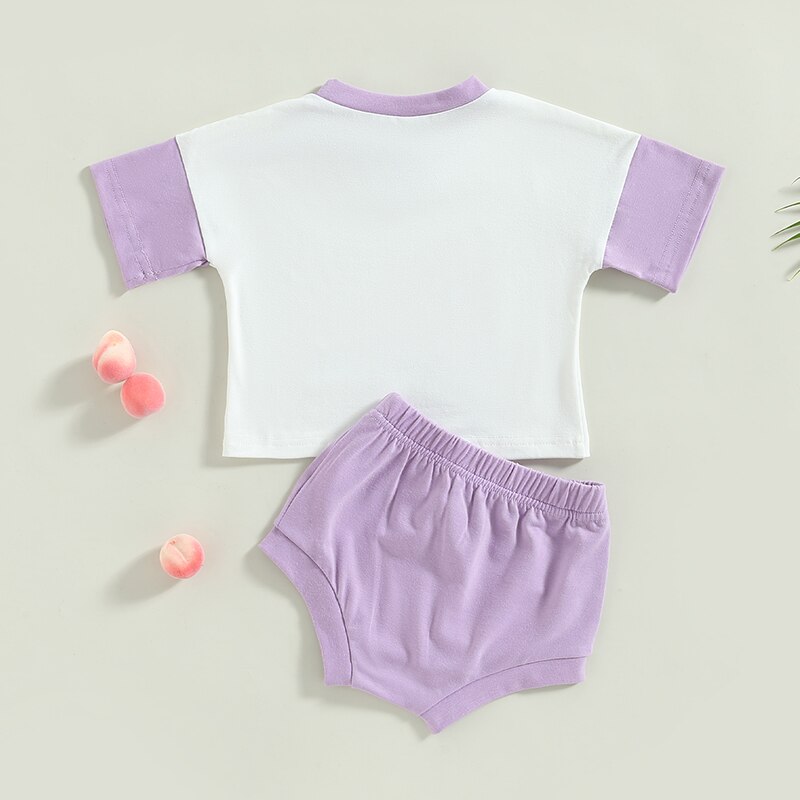 Cute and Comfy Summer Baby Girl Clothes Set with Fruit and Letter Prints