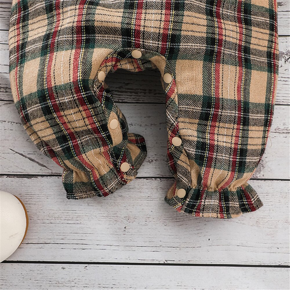Christmas Baby Rompers with Grid Patchwork