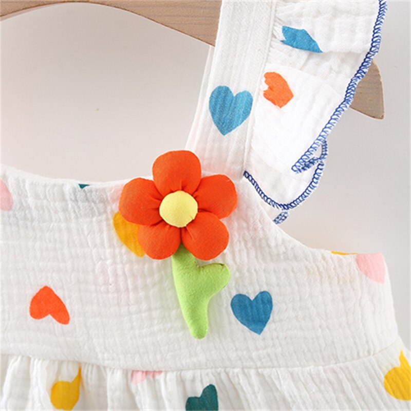 Colorful Rainbow Baby Girl Summer Dress with Cartoon Design - Perfect for Playtime!