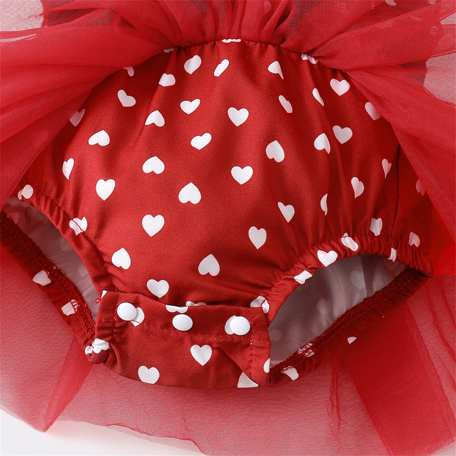 Newborn Girls Love Print Romper Dress: Sleeveless Tulle with Headband