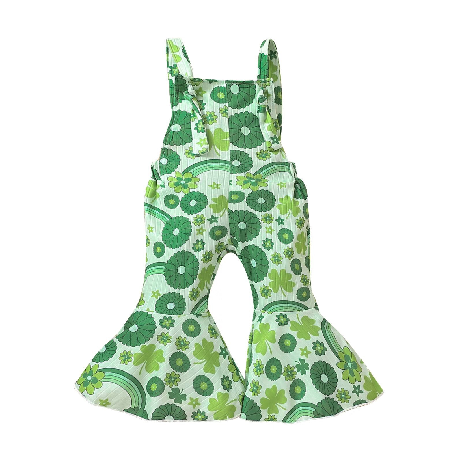 Toddler Kid Girl Jumpsuits Pants with Four Leaf Clover Print