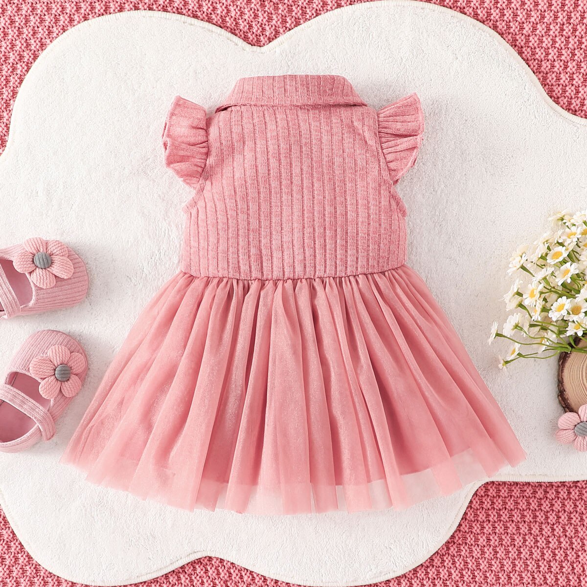 Elegant Baby Girls Tutu Dress with Layered Tulle and Bow Detail