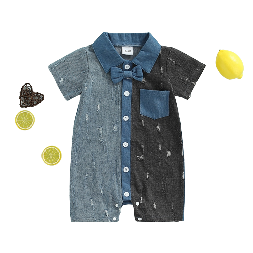 Summer Infant Baby Boys Color Matching Romper with Bow Tie