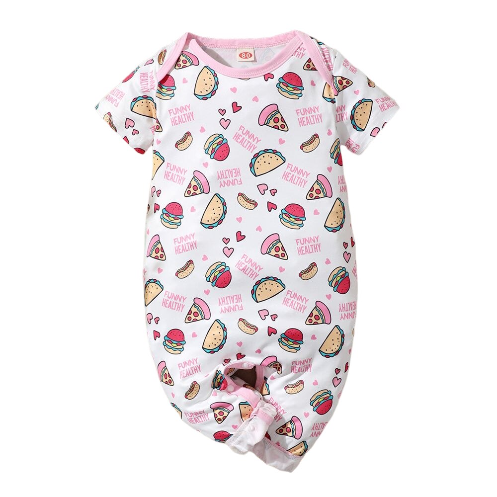 Cute Infant Girl Jumpsuit - Short Sleeve Patterned Bodysuit for Newborn Baby Girls