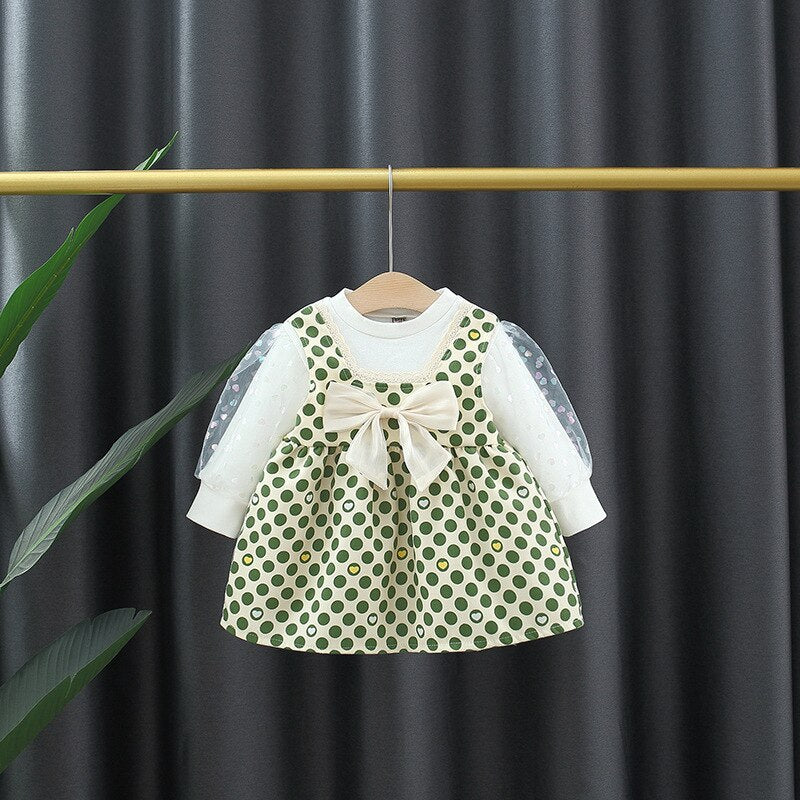 Cute Polka Dot Baby Girl Dress for Autumn