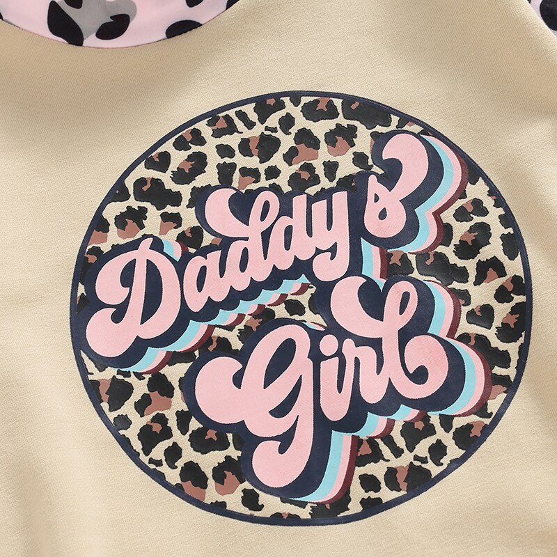 Fashionable Leopard Patchwork Sweatshirts Jumpsuits for Newborn Baby Girls