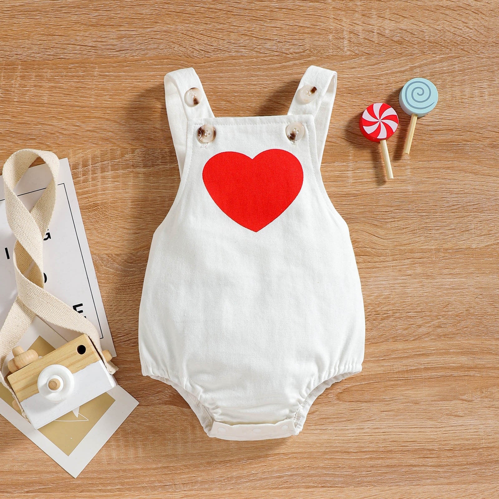 Heart Print Backless Baby Girl Romper - Princess Bodysuit for Infants, 0-12 Months