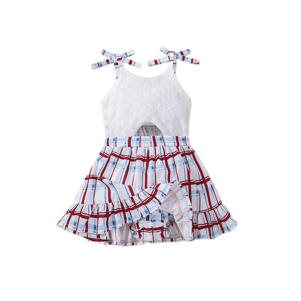 Plaid Baby Girl Dress Set with Bodysuit - Summer Kids Clothing