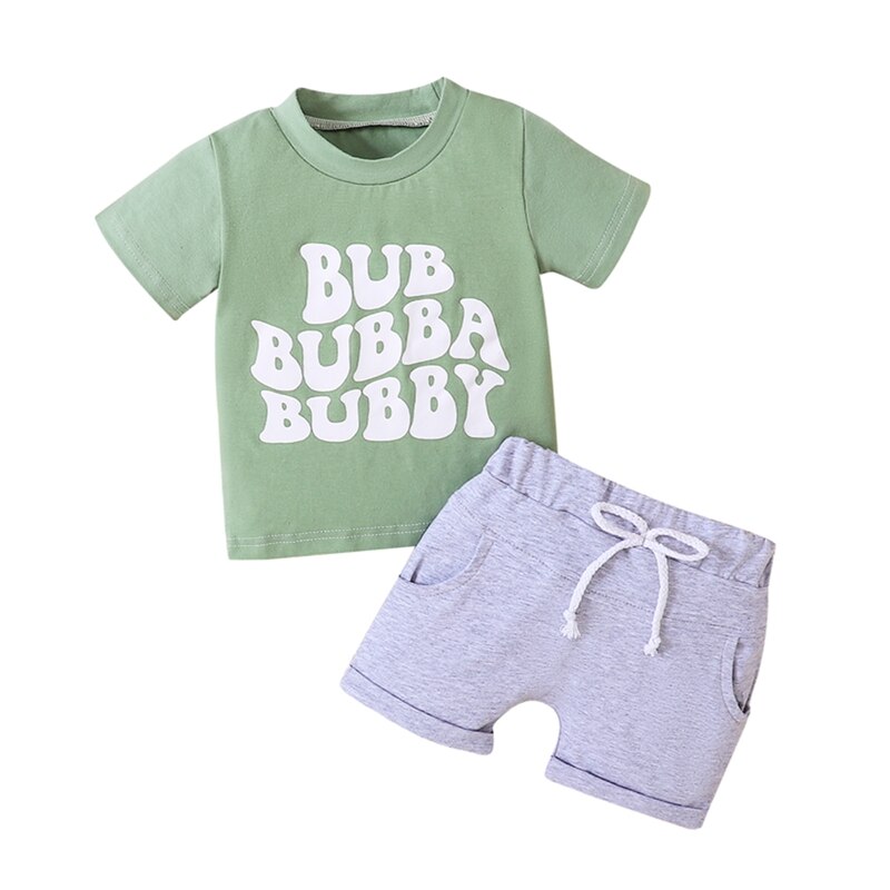 Baby Boys' 2-Piece Summer Short Set with Printed T-Shirt and Shorts