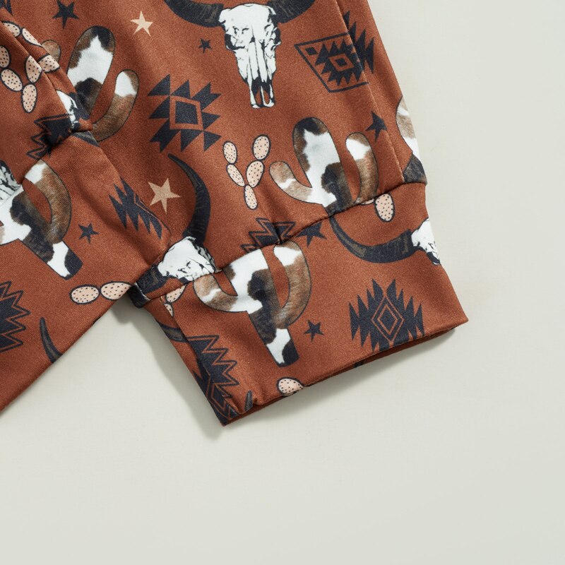 Adorable Baby Boys Summer Clothing Set with Cattle Letter Print Bodysuits and Long Pants