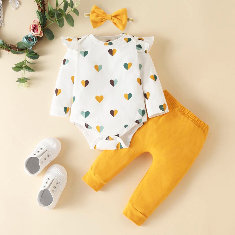 Bumeex Fashion Newborn Toddler Baby Girl Clothing Set Leopard Print Long Sleeve Top Jumpsuit Bow Trousers Headband 3 Piece Set
