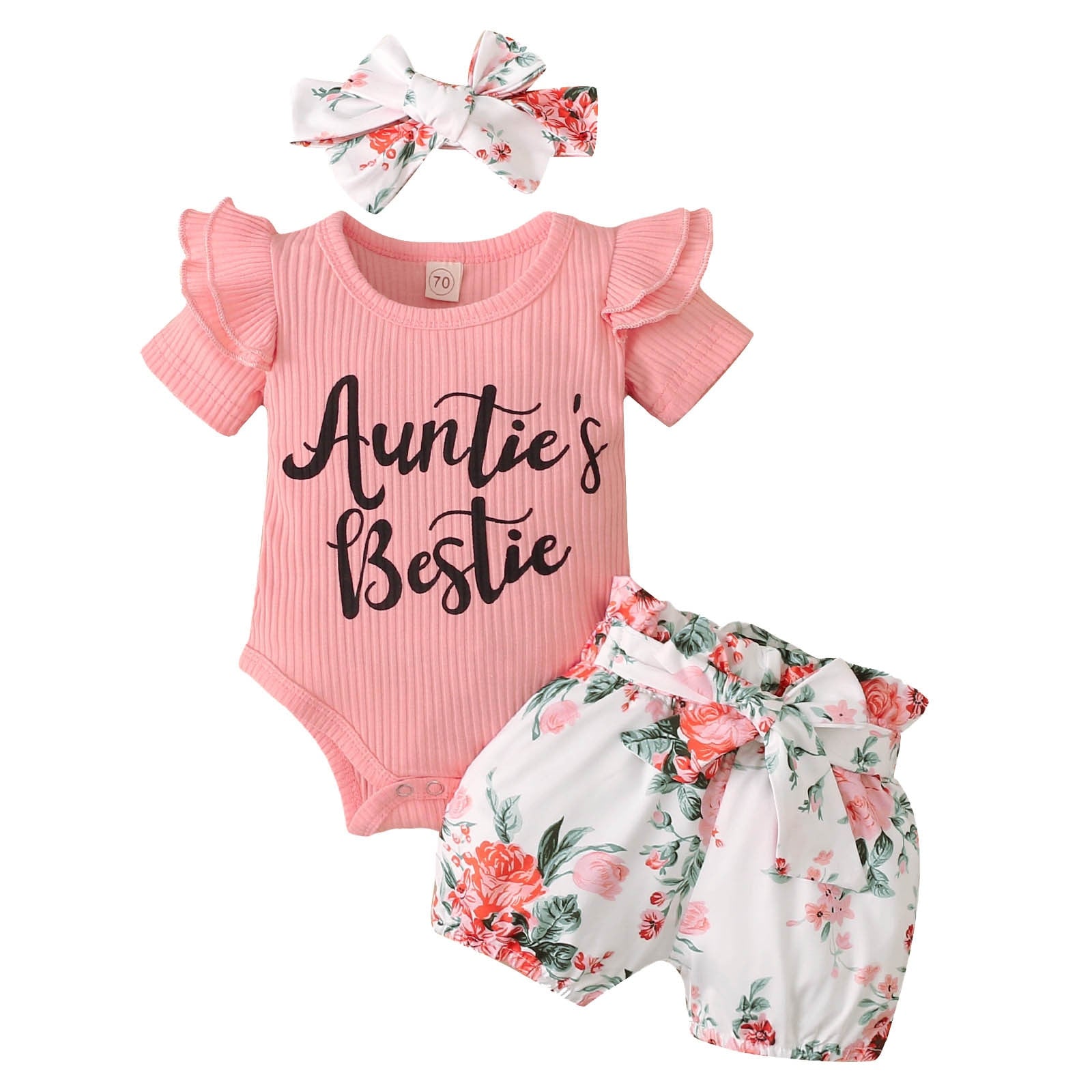 Trendy Summer Outfits for Your Little Girl: Baby Girls Clothes Sets with Ribbed Romper, Shorts, and Headband