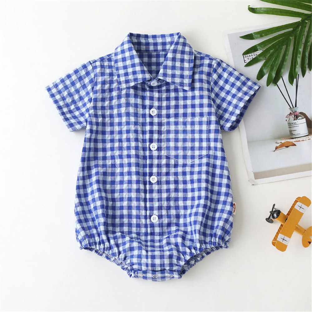 Summer Plaid Baby Bodysuit for Boys